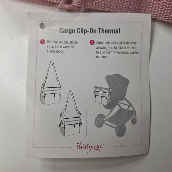 Thirty-one Cargo Thermal Clip Bag Stroller Attachment Pink Pastel Girl Accessory - Picture 4 of 7